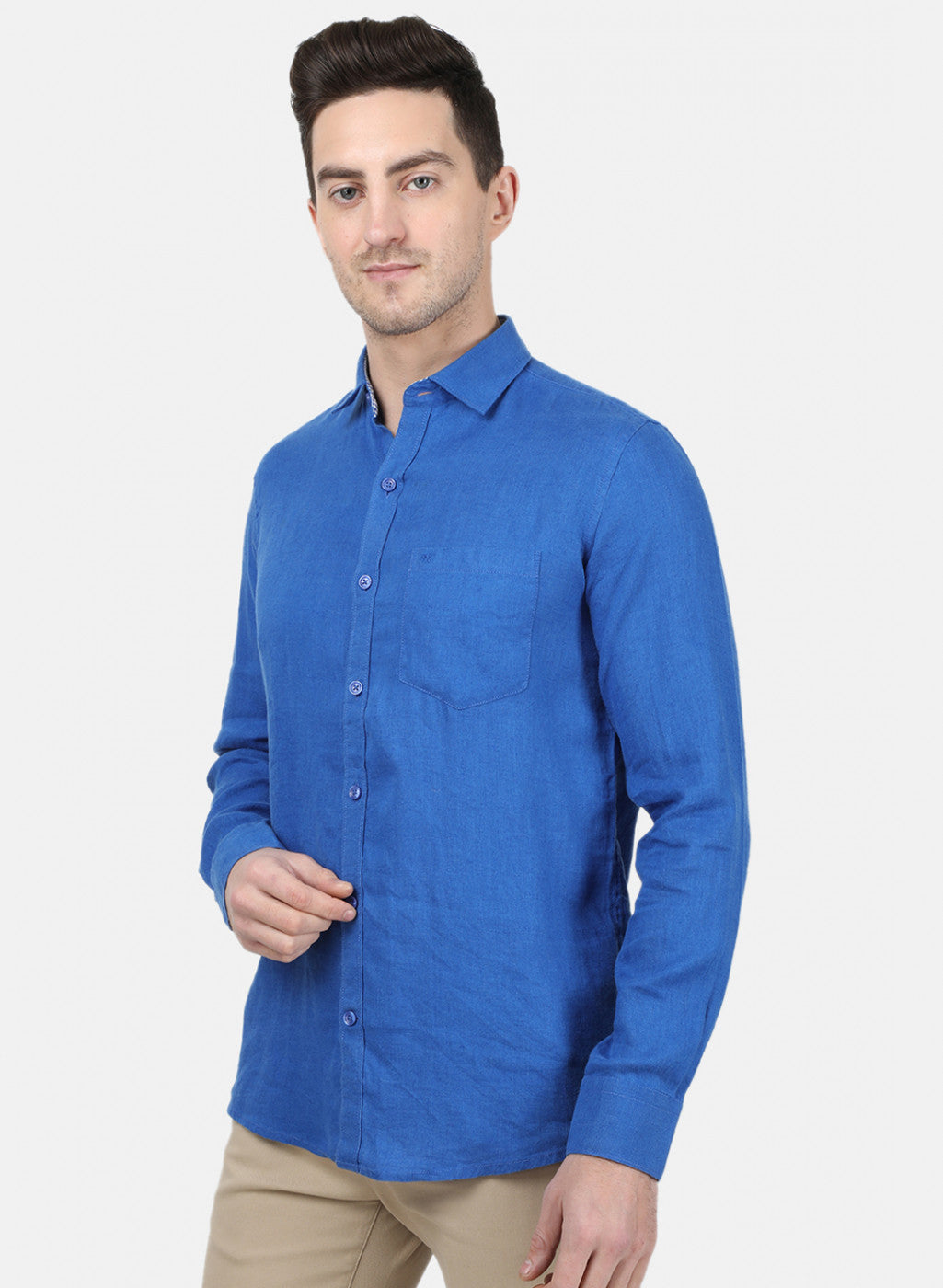 Mens Royal Blue Solid Shirt
