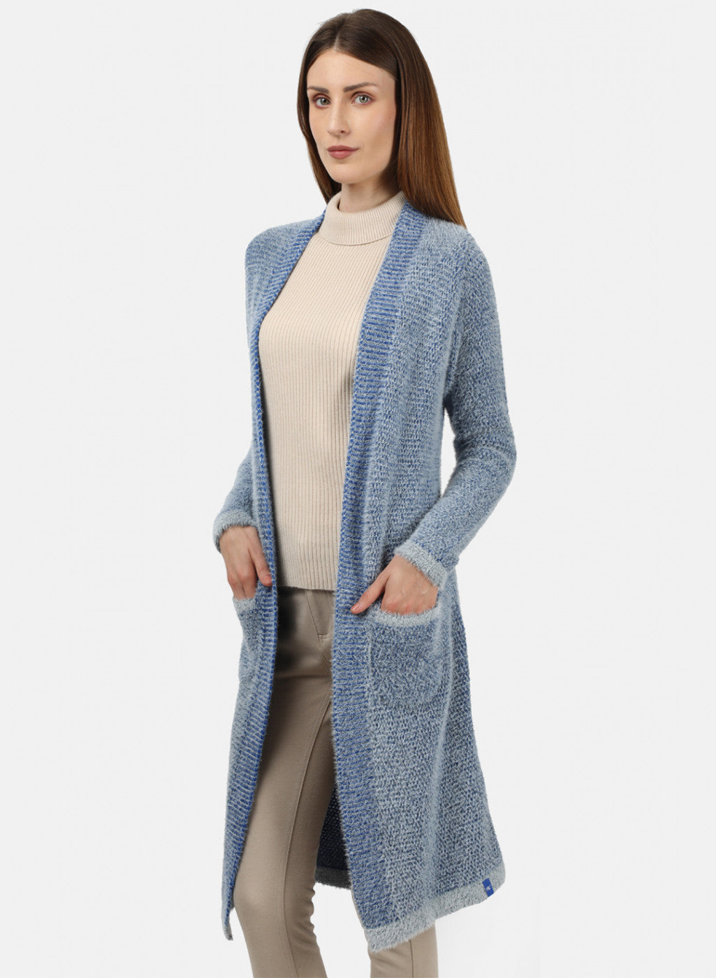 Women Blue Solid Cardigan