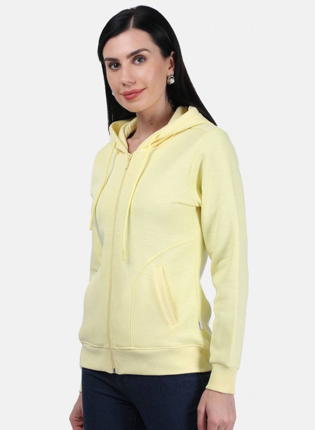Women Yellow Plain Sweatshirt