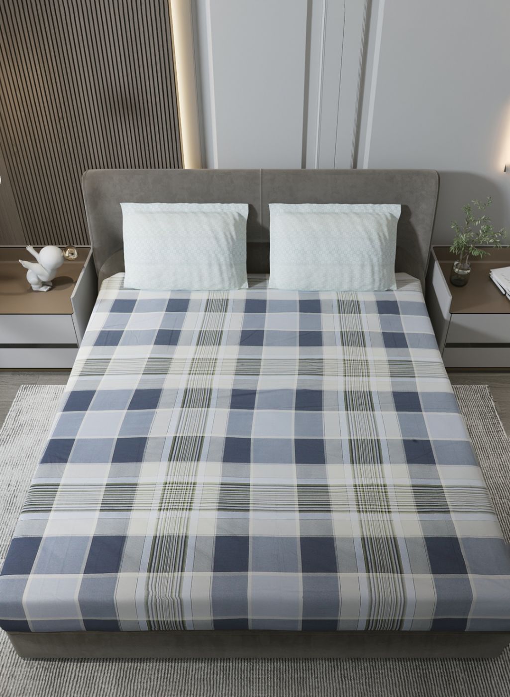 200TC Pure Cotton King Bedsheet with 2 Pillow Covers