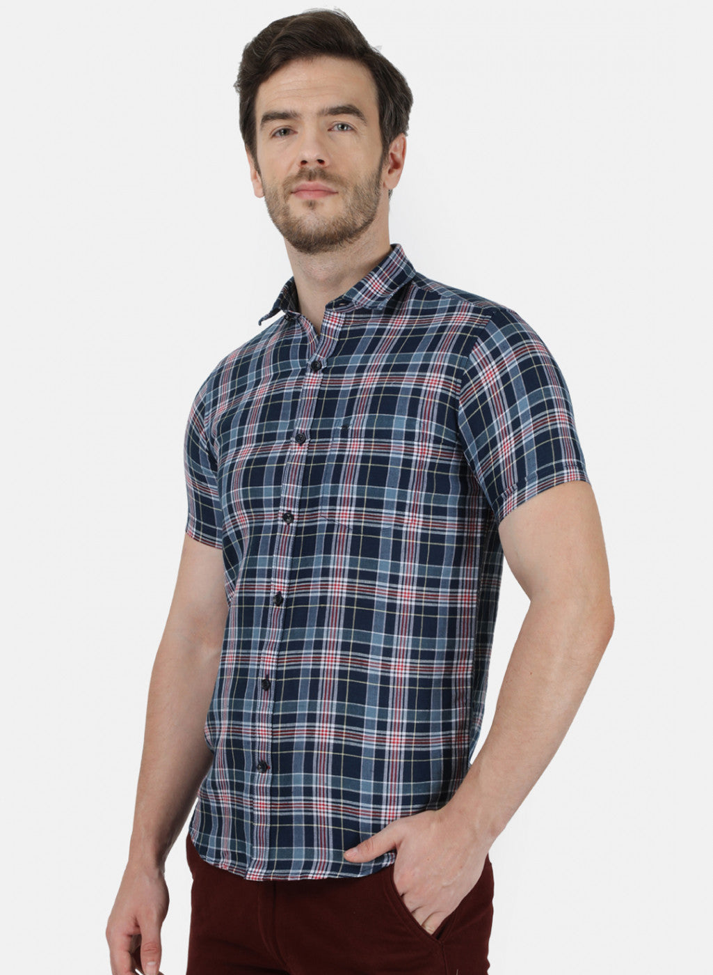 Mens NAvy Blue Check Shirt