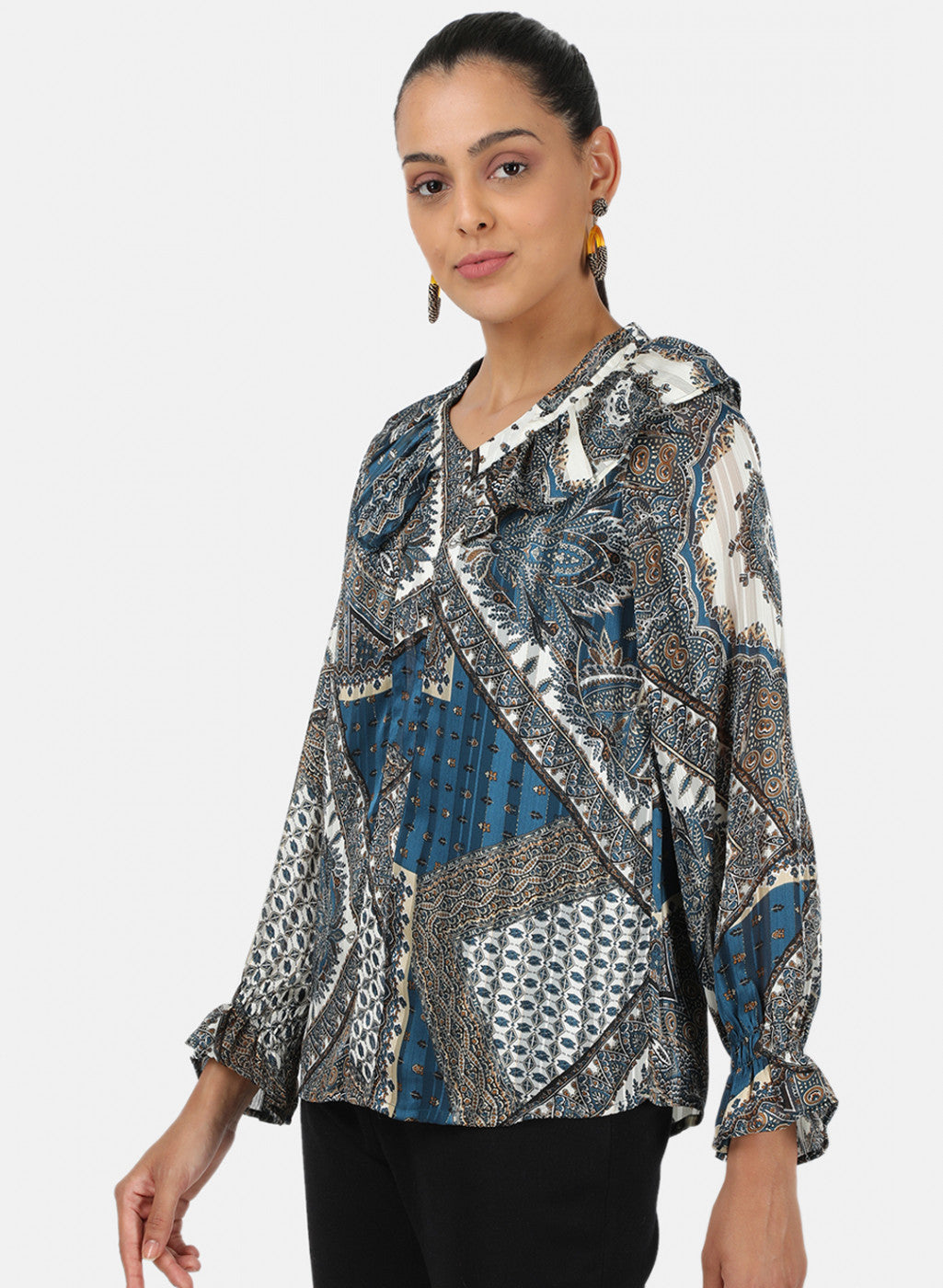 Womens Navy Blue Printed Top