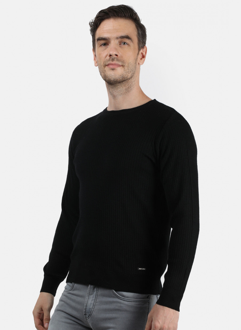 Men Black Solid Pullover