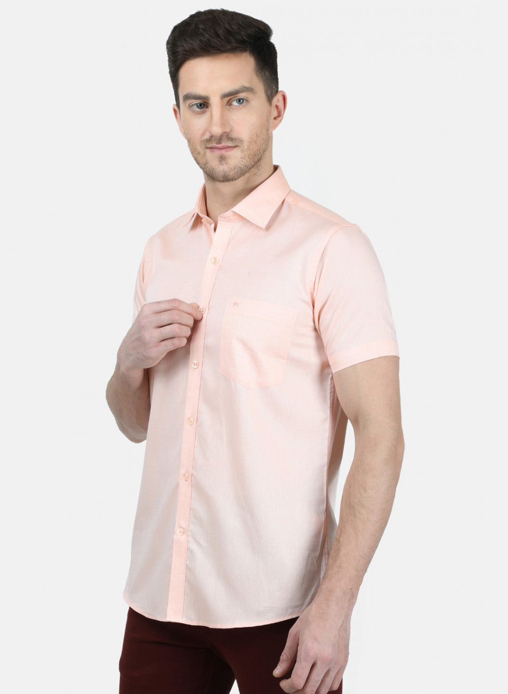 Mens Orange Printed Shirt