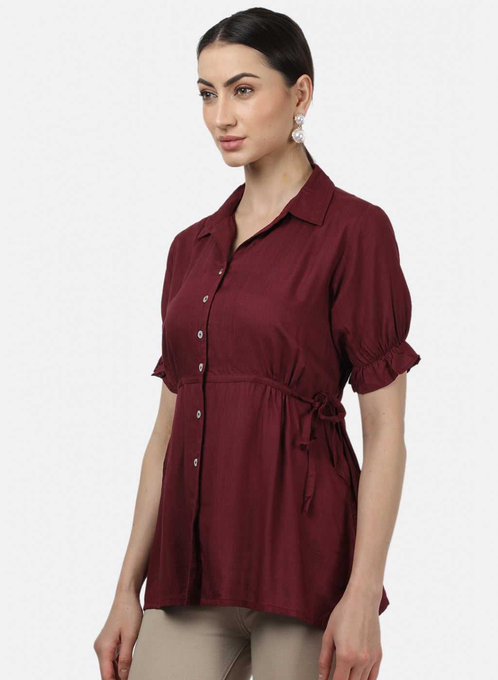 Womens Maroon Plain Top
