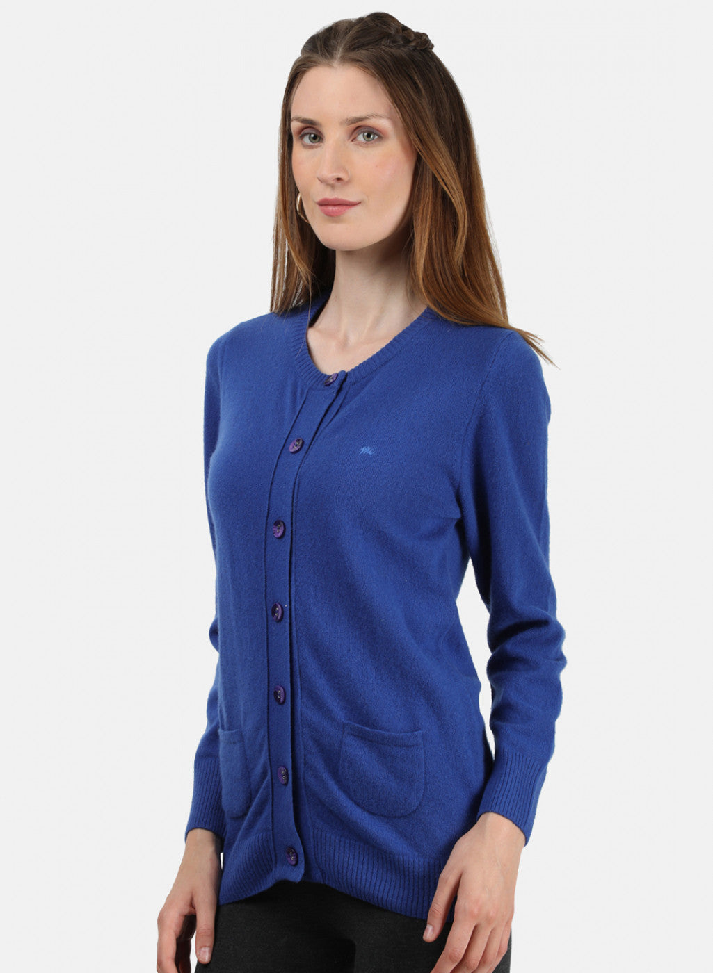 Women Royal Blue Solid Cardigan