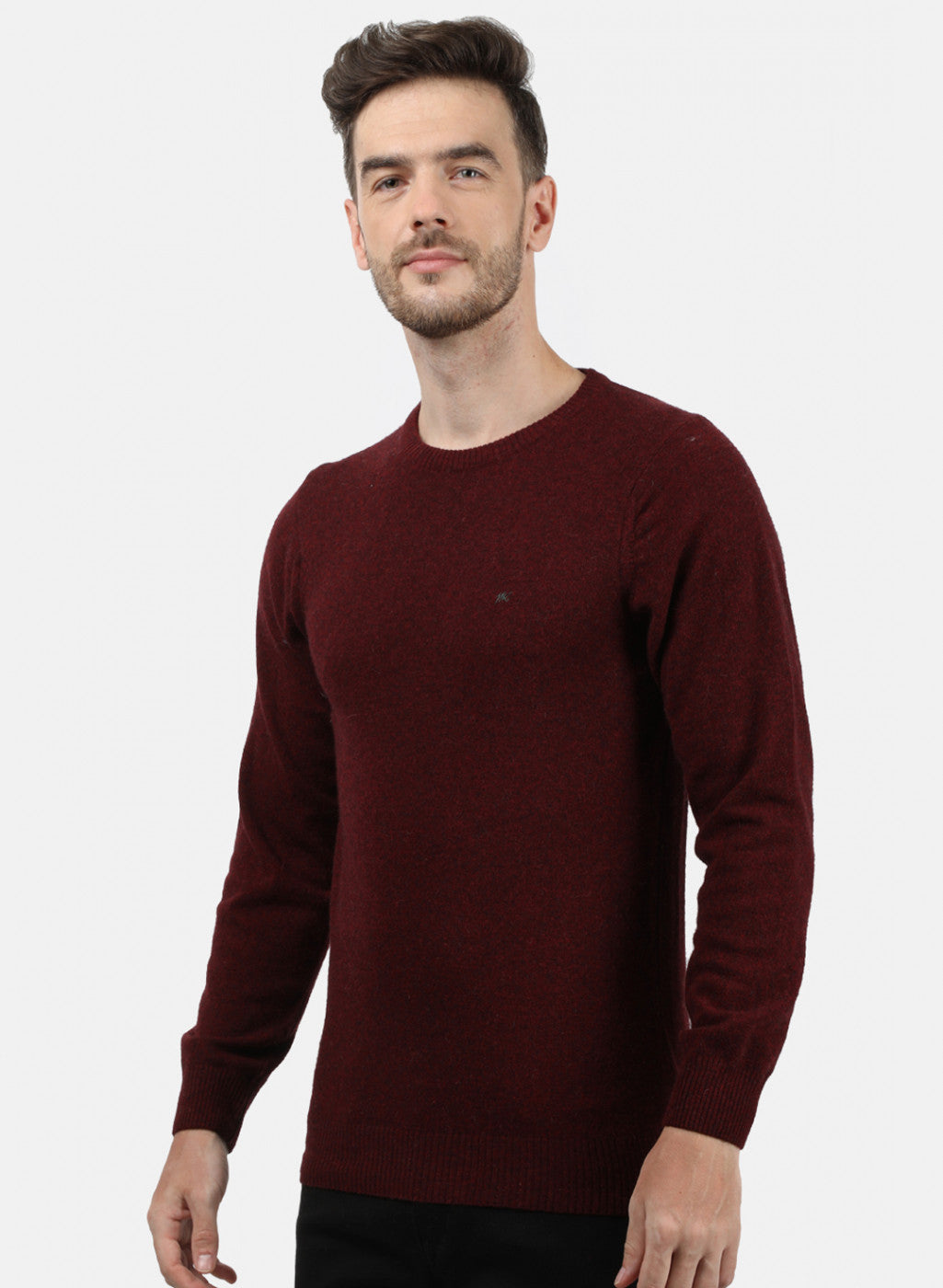 Men Maroon Solid Pullover