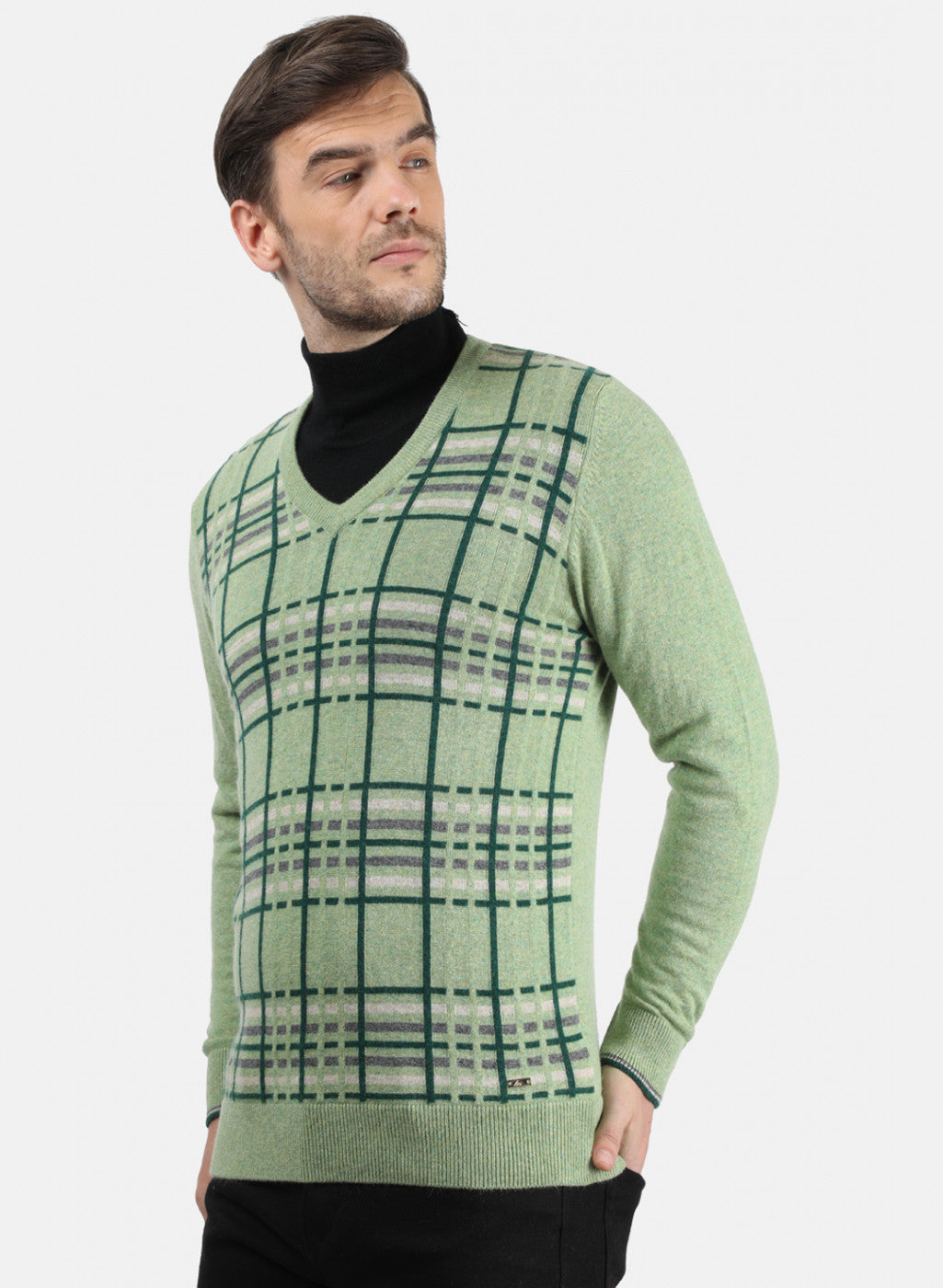 Men Green Solid Pullover