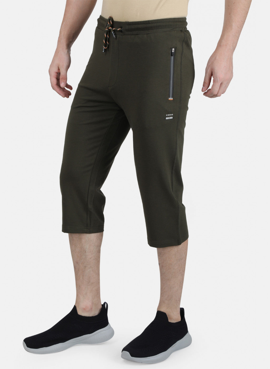 Mens Olive Printed Capri