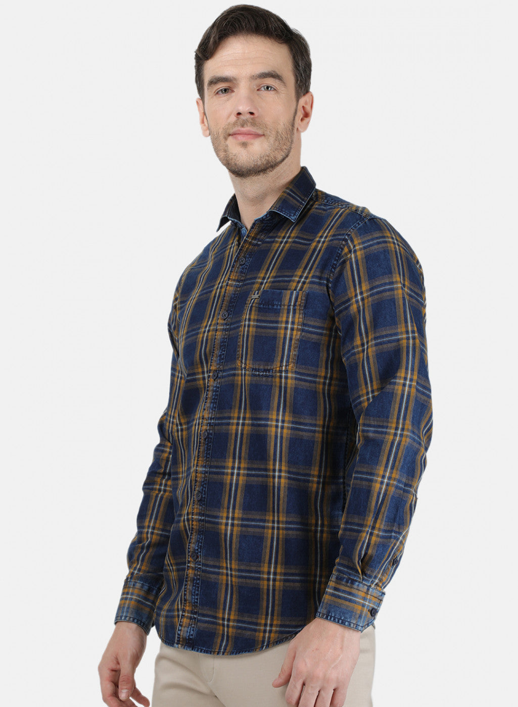Mens Mustard Check Shirt