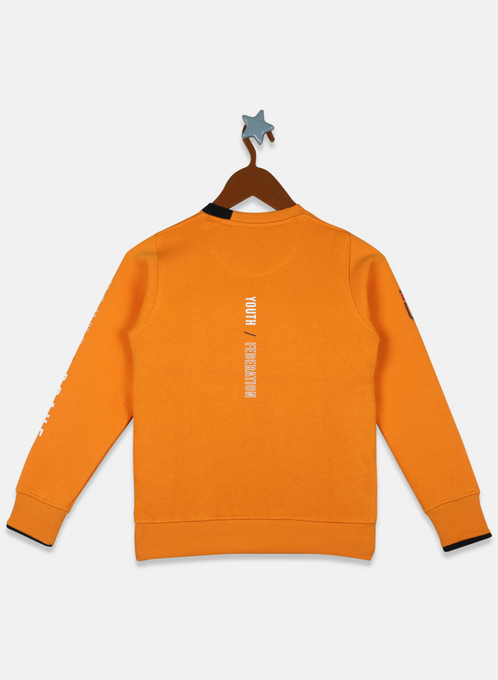 Boys Orange Printed Sweatshirt