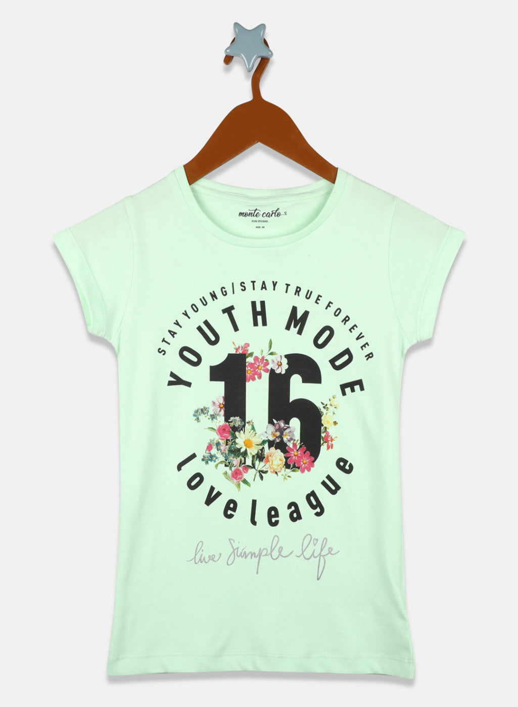 Girls Red & Green Printed Top 2 Pc