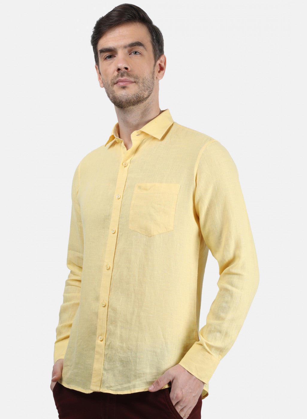 Men Yellow Solid Shirt