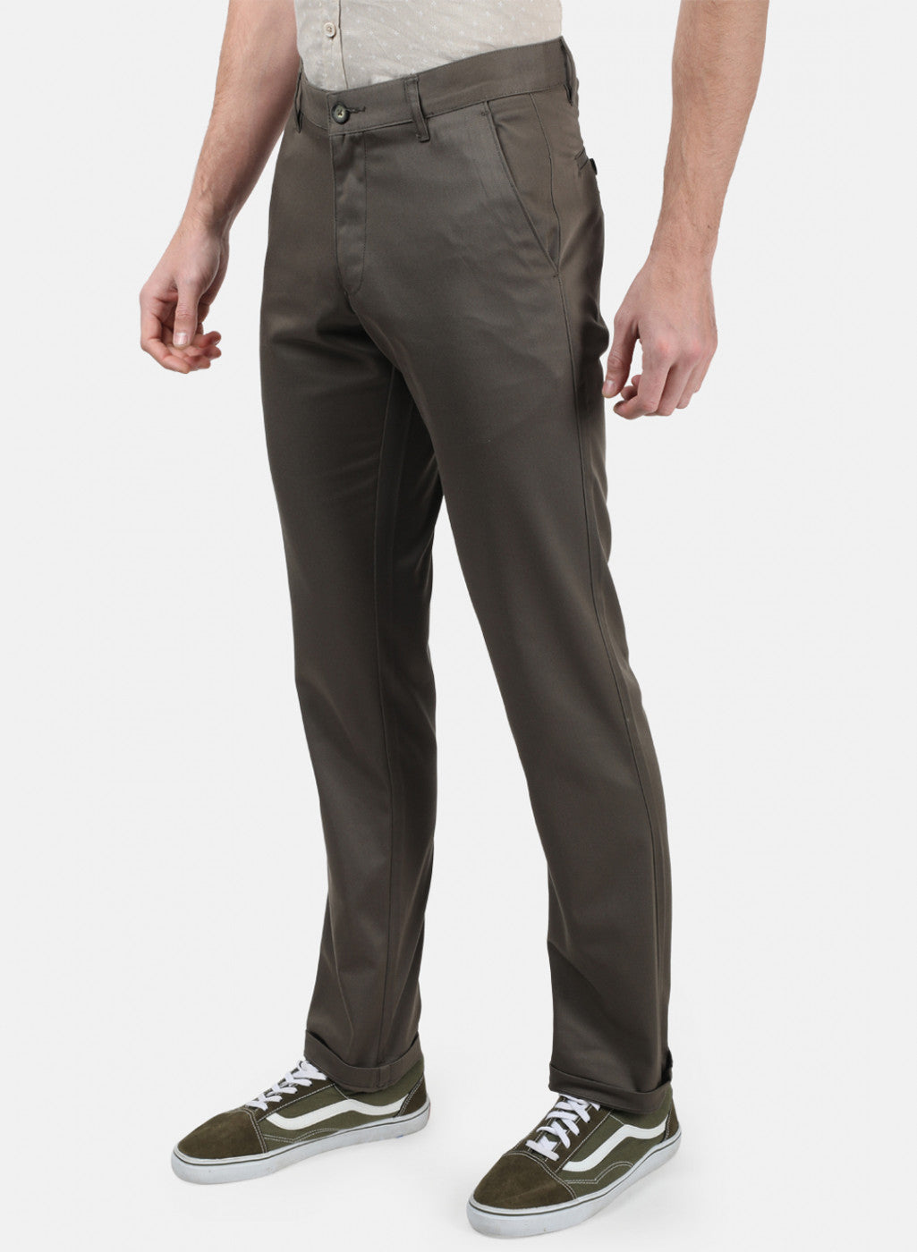 Men Grey Plain Trousers