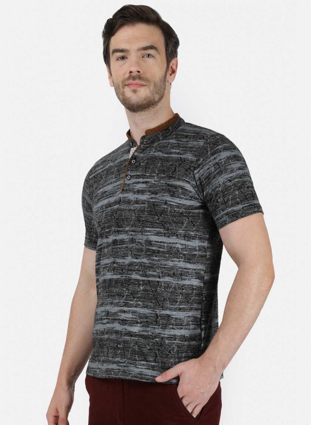 Mens Black Self T-Shirt