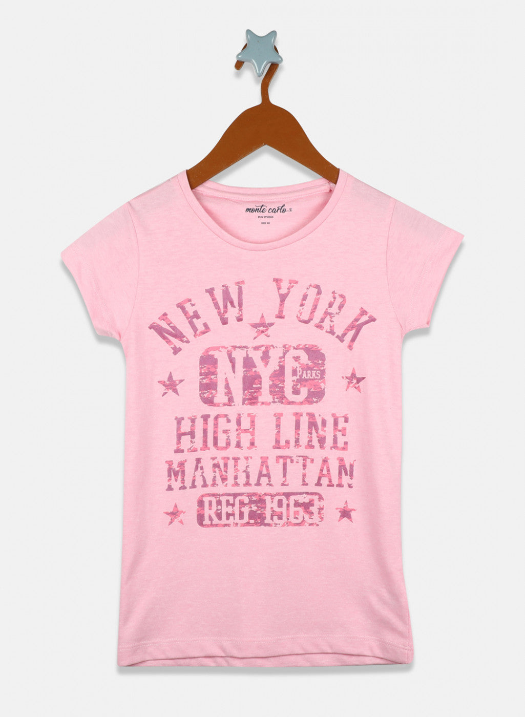 Girls Black & Pink Printed Top 2 Pc