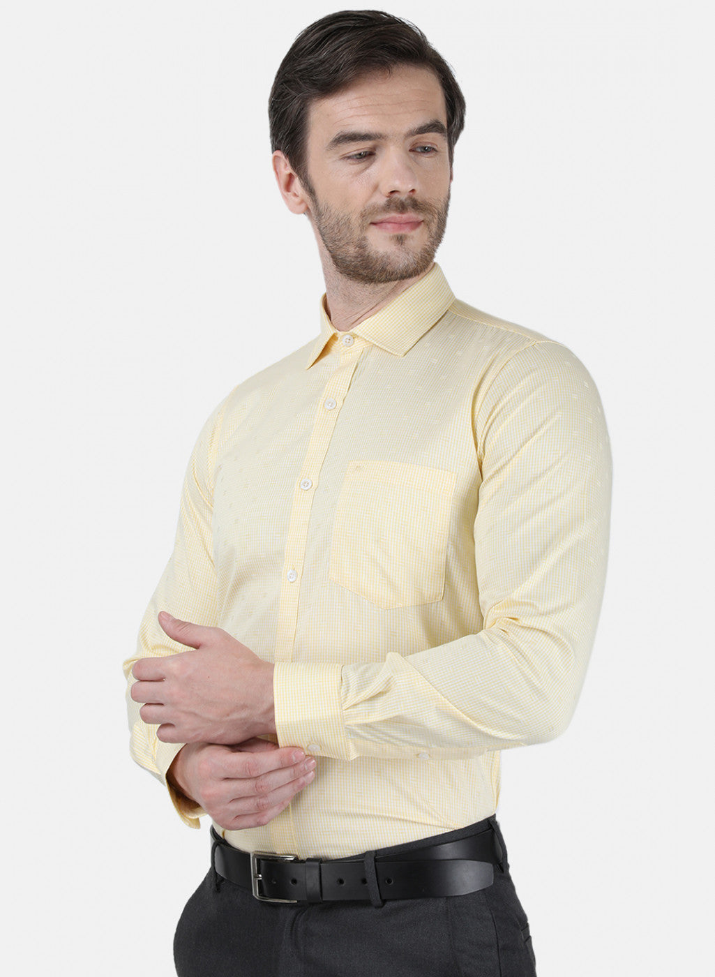 Mens Yellow Check Shirt