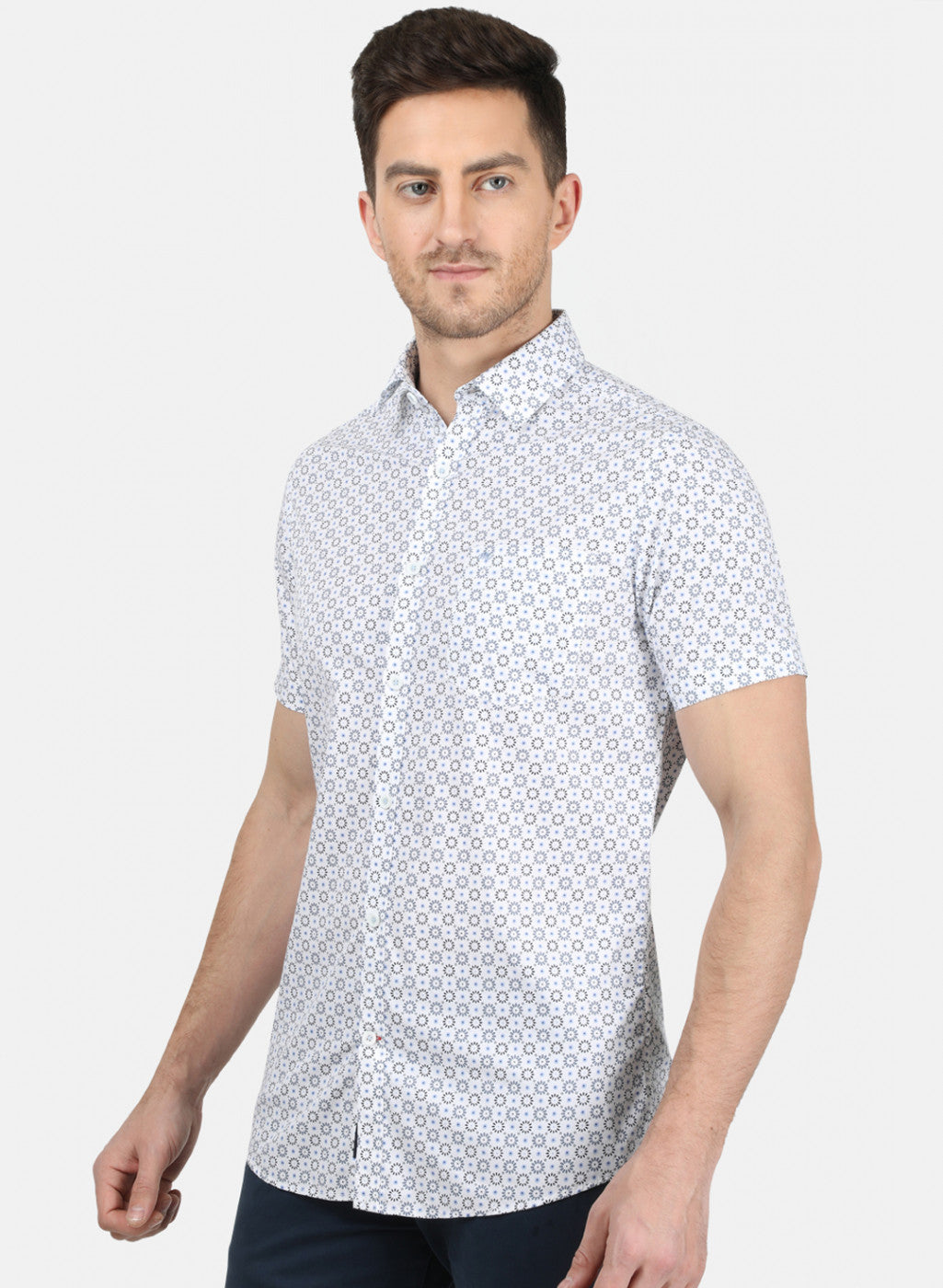 Mens Blue Printed Shirt