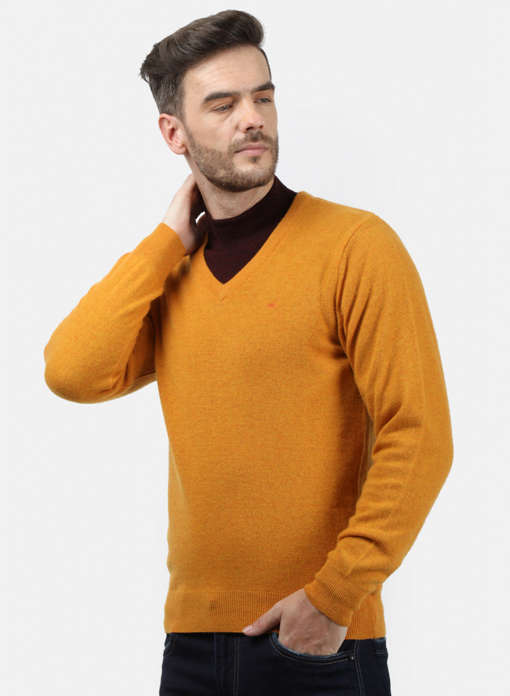 Men Yellow Solid Pullover