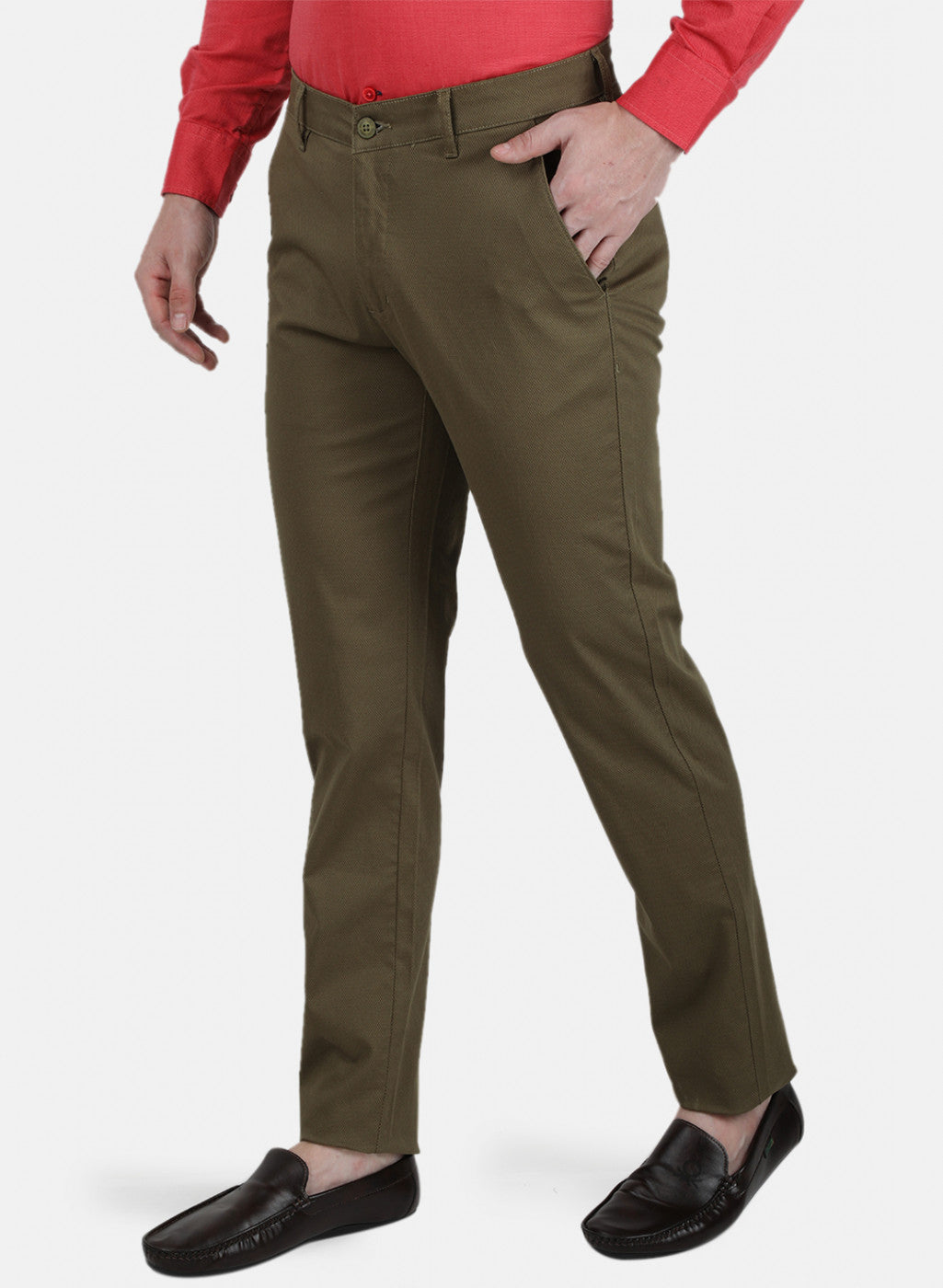 Mens Brown Printed Trousers