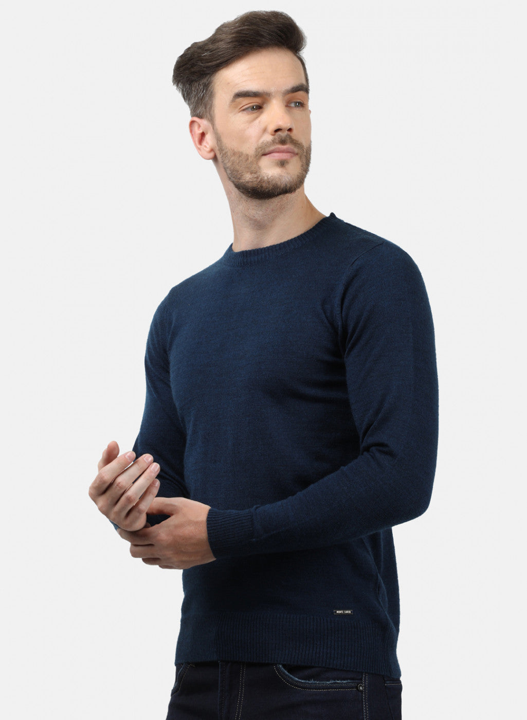 Men NAvy Blue Solid Pullover