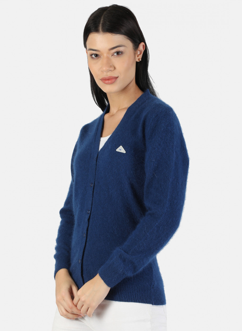 Women Blue Solid Cardigan