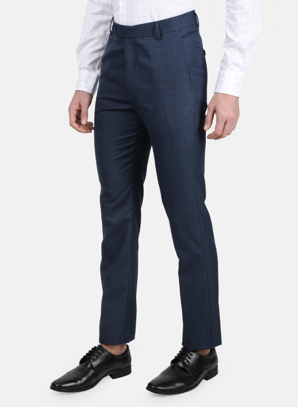 Mens Black & Blue Smart Trouser