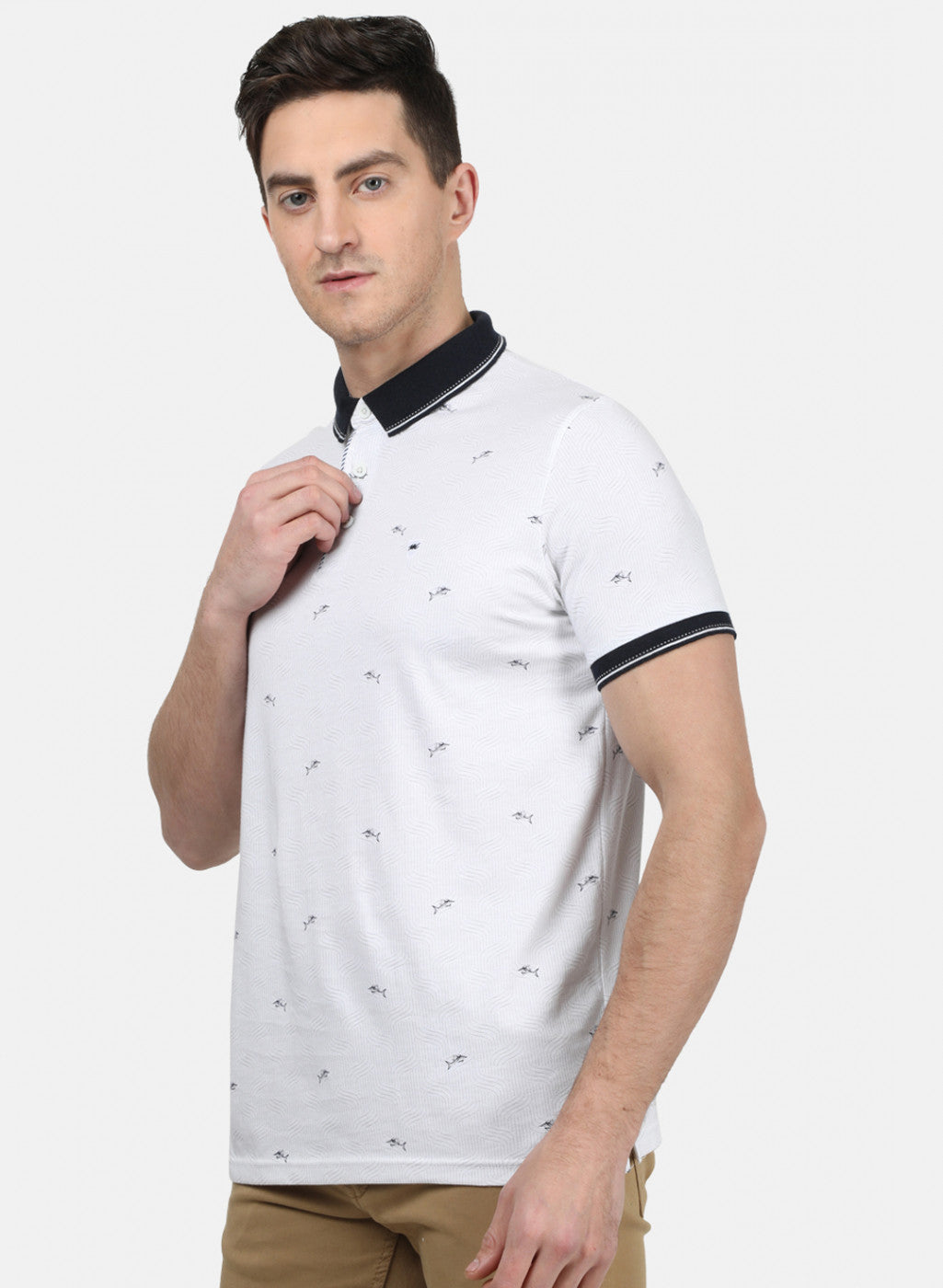 Mens White Printed T-Shirt