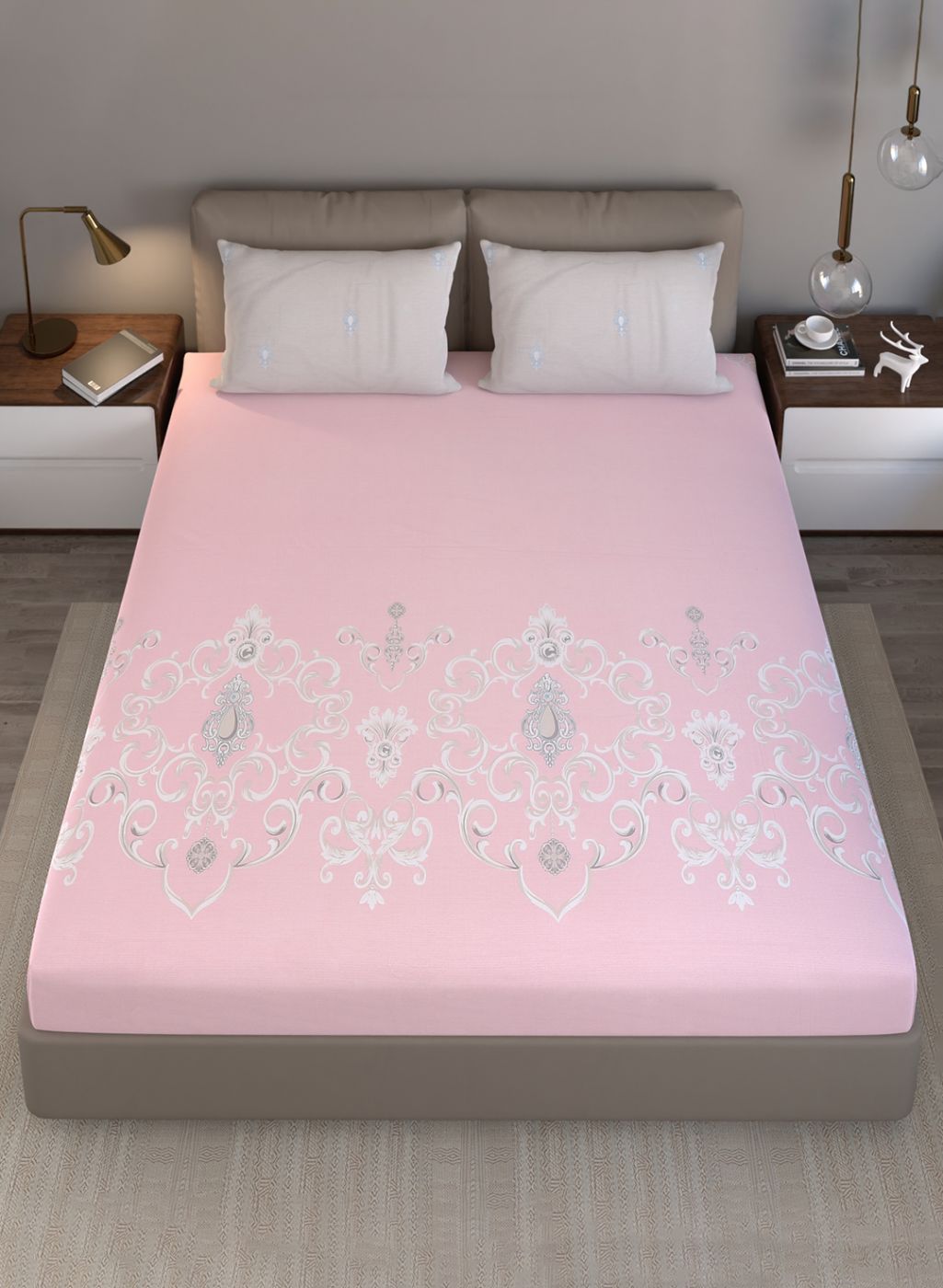 200TC Pure Cotton Queen Bedsheet with 2 Pillow Covers