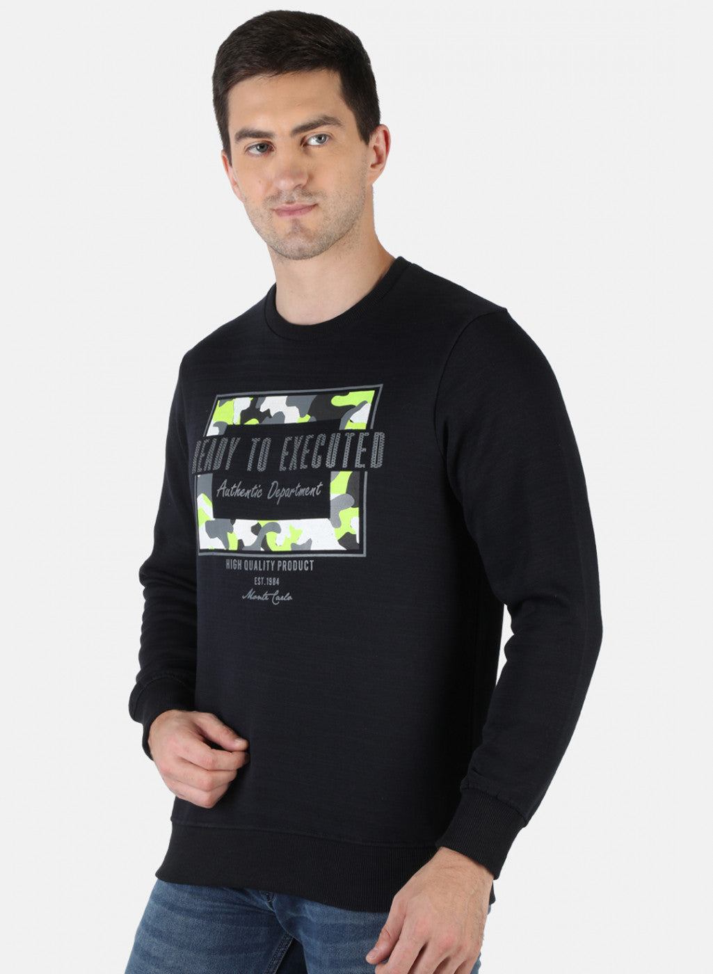 Men Blue Printed Sweatshirt