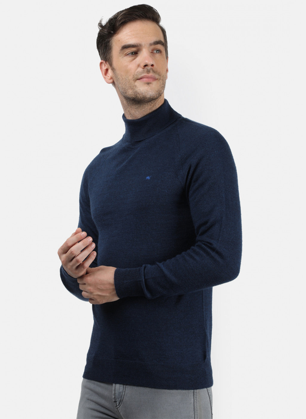 Men NAvy Blue Solid Pullover