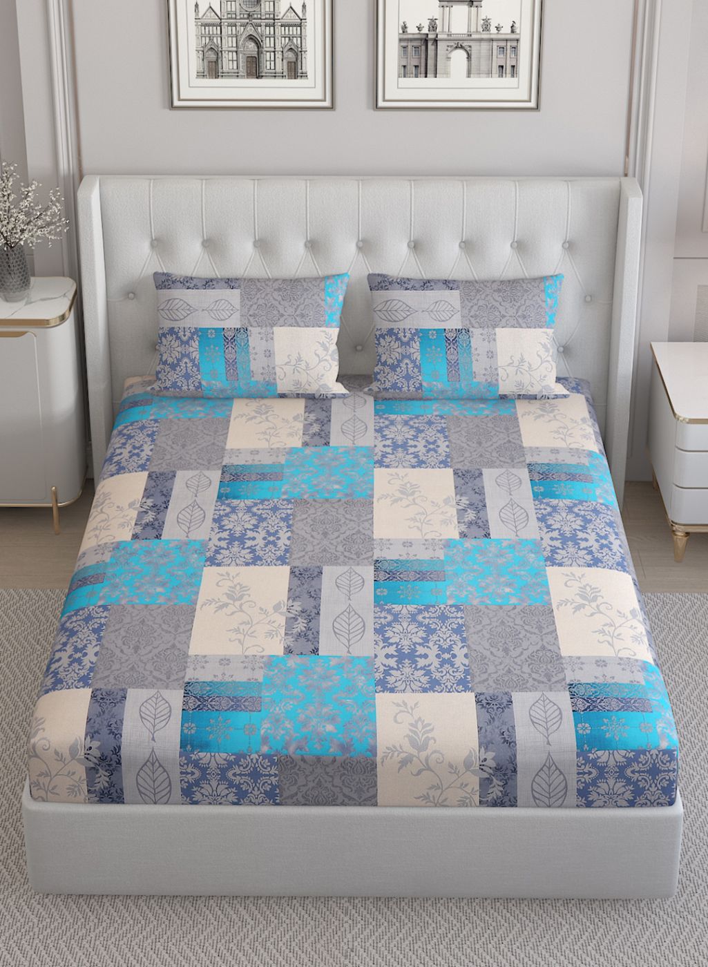 140TC Pure Cotton King Bedsheet with 2 Pillow Covers