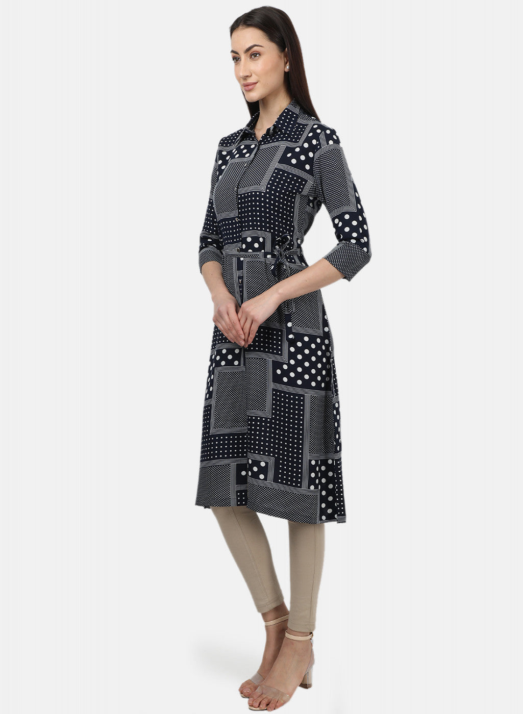 Womens Navy Blue Printed Tunics