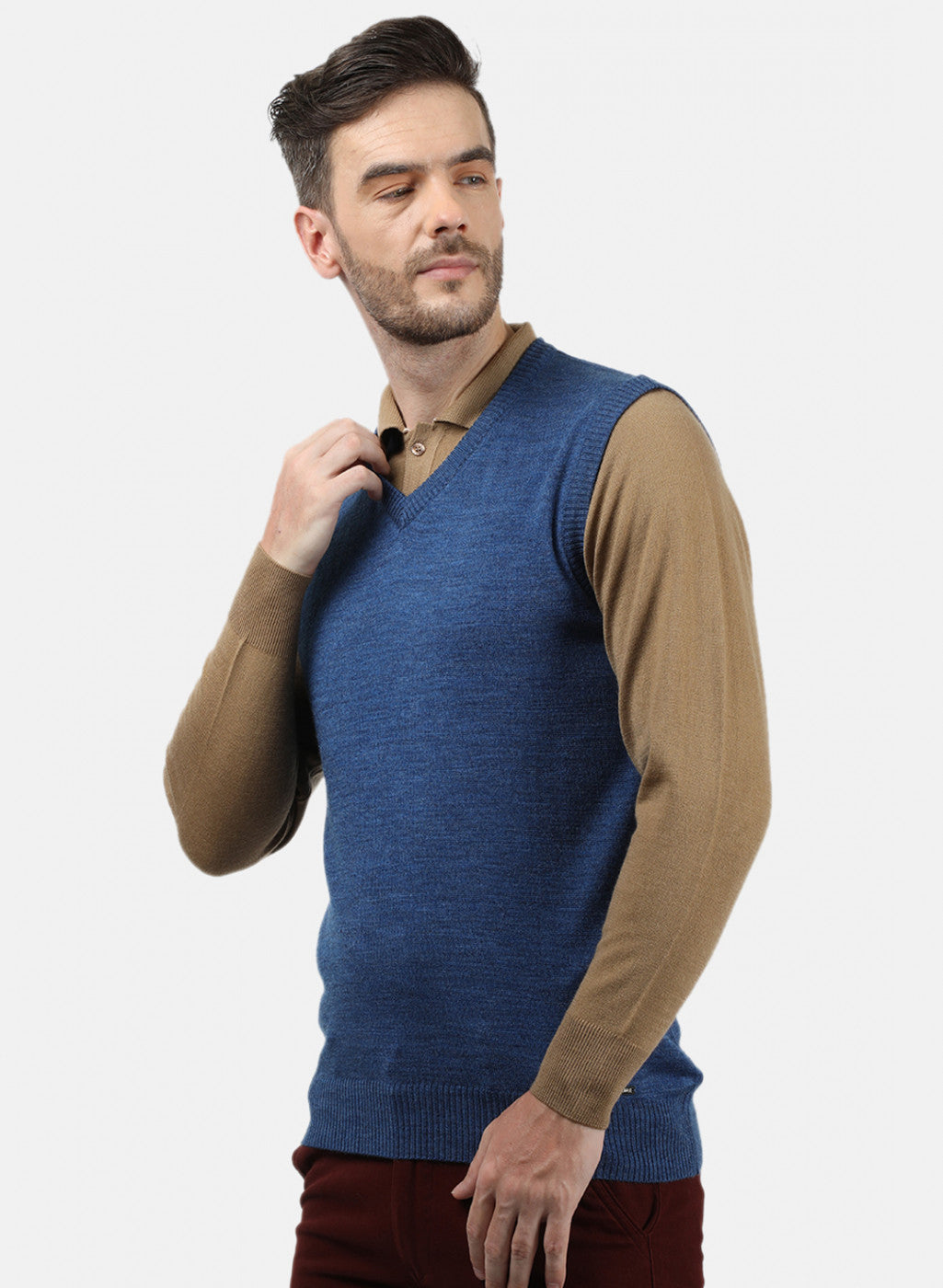 Men Blue Solid Sweater
