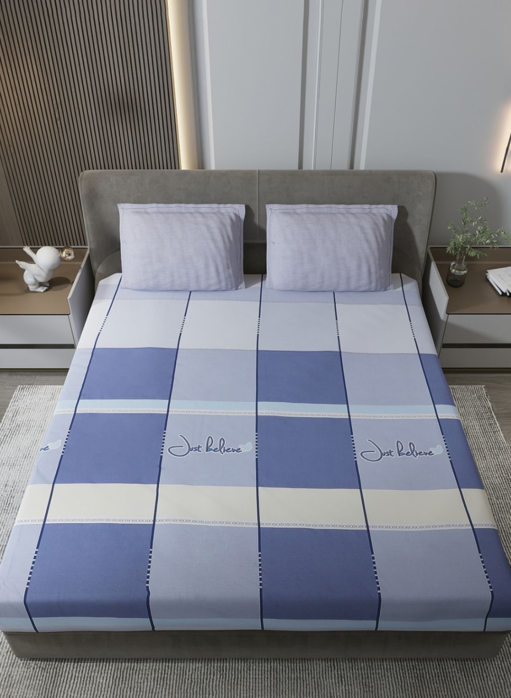 200TC Pure Cotton Queen Bedsheet with 2 Pillow Covers