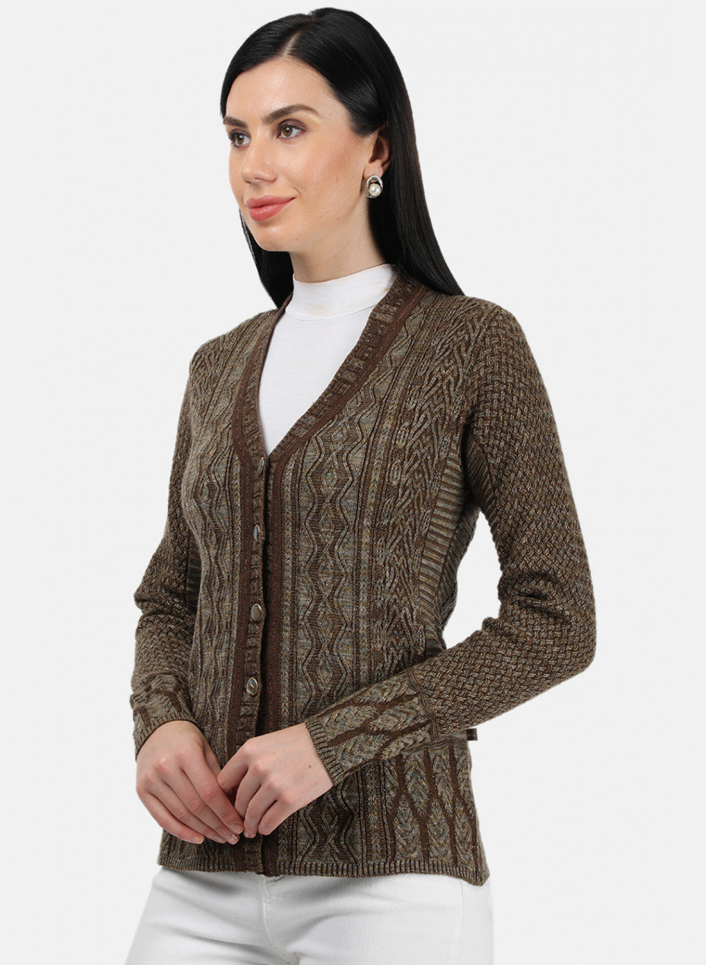 Women Brown Solid Cardigan