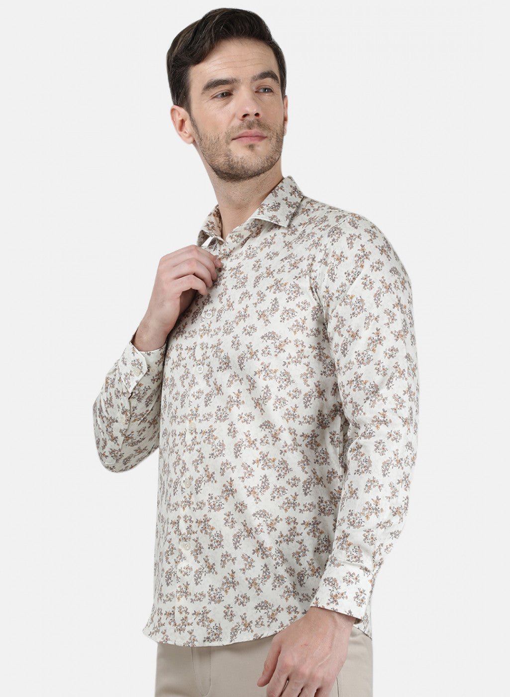 Mens Beige Printed Shirt