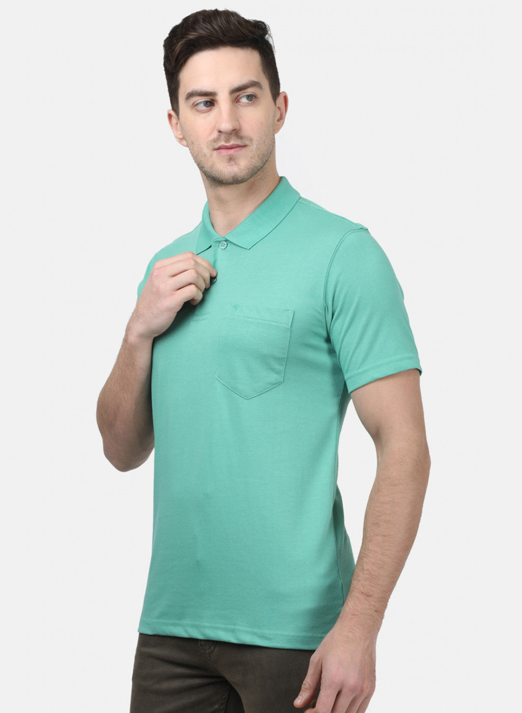 Mens Sea Green Plain T-Shirts