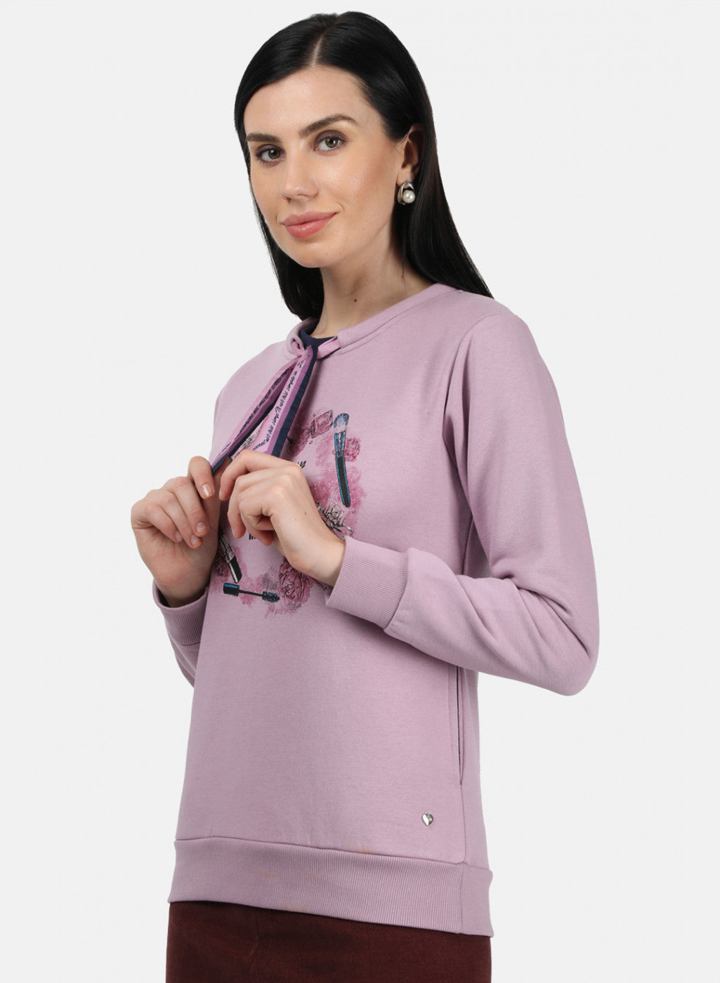 Women Purple Printed Sweatshirt