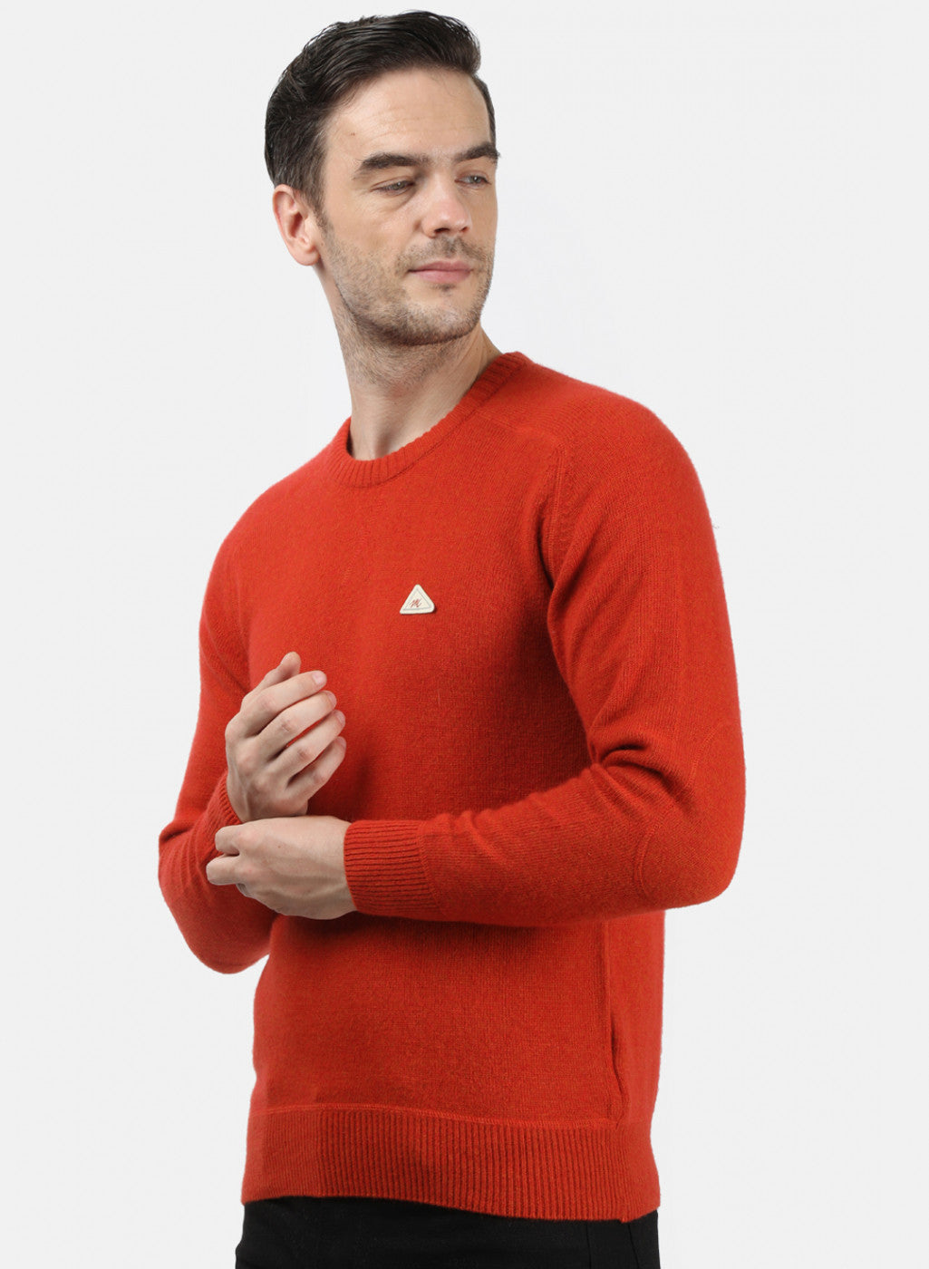 Men Orange Solid Pullover
