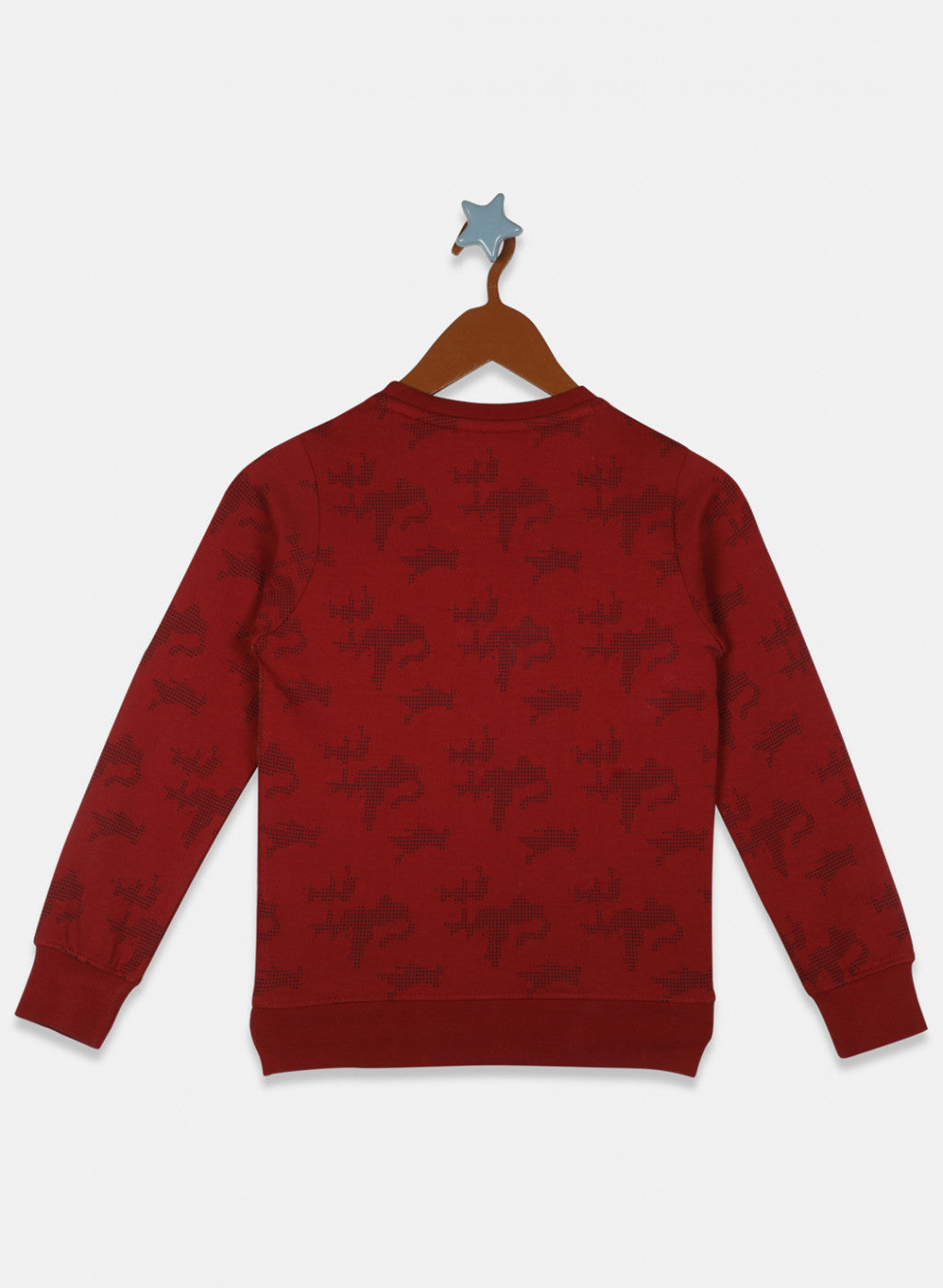 Boys Mehroon Printed Sweatshirt