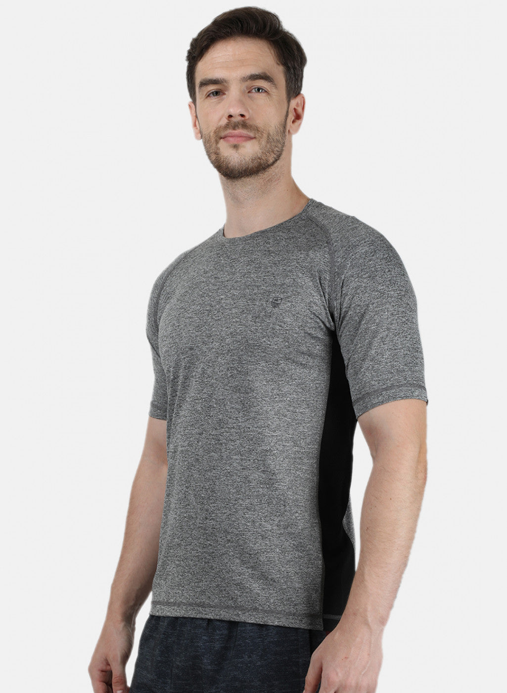 Mens Grey Printed Round Neck T-Shirts