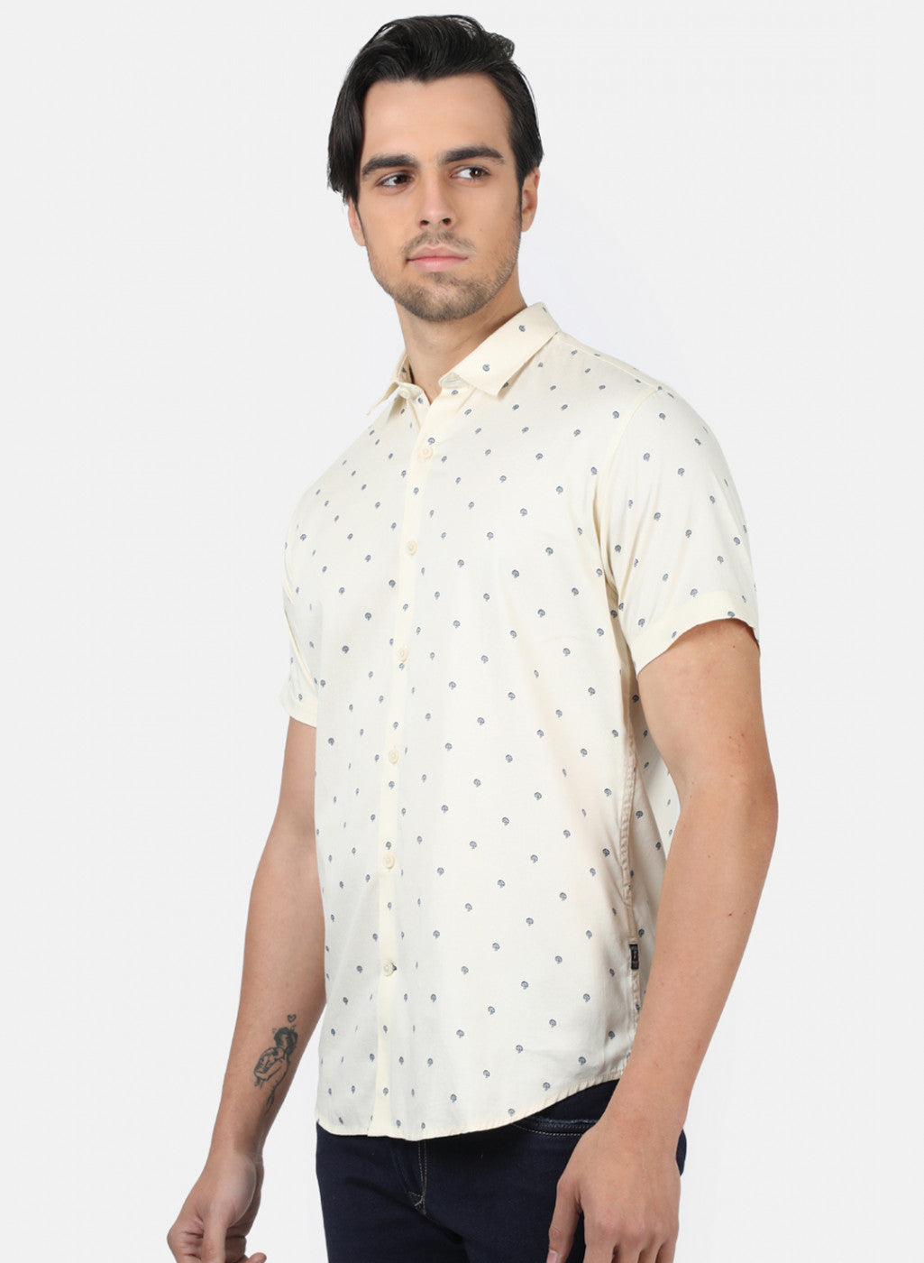 Men Beige Printed Shirts