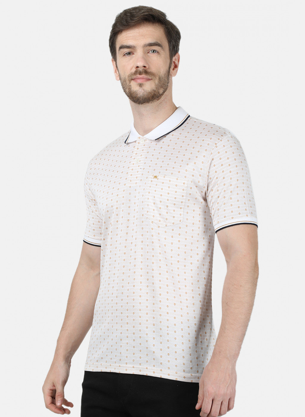 Mens Beige Jaquard T-Shirt