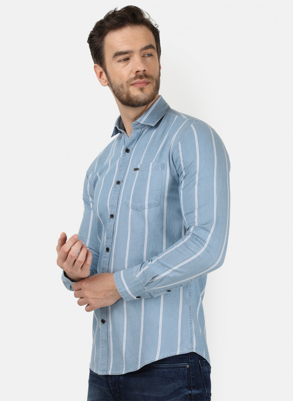 Mens Blue Stripe Shirt