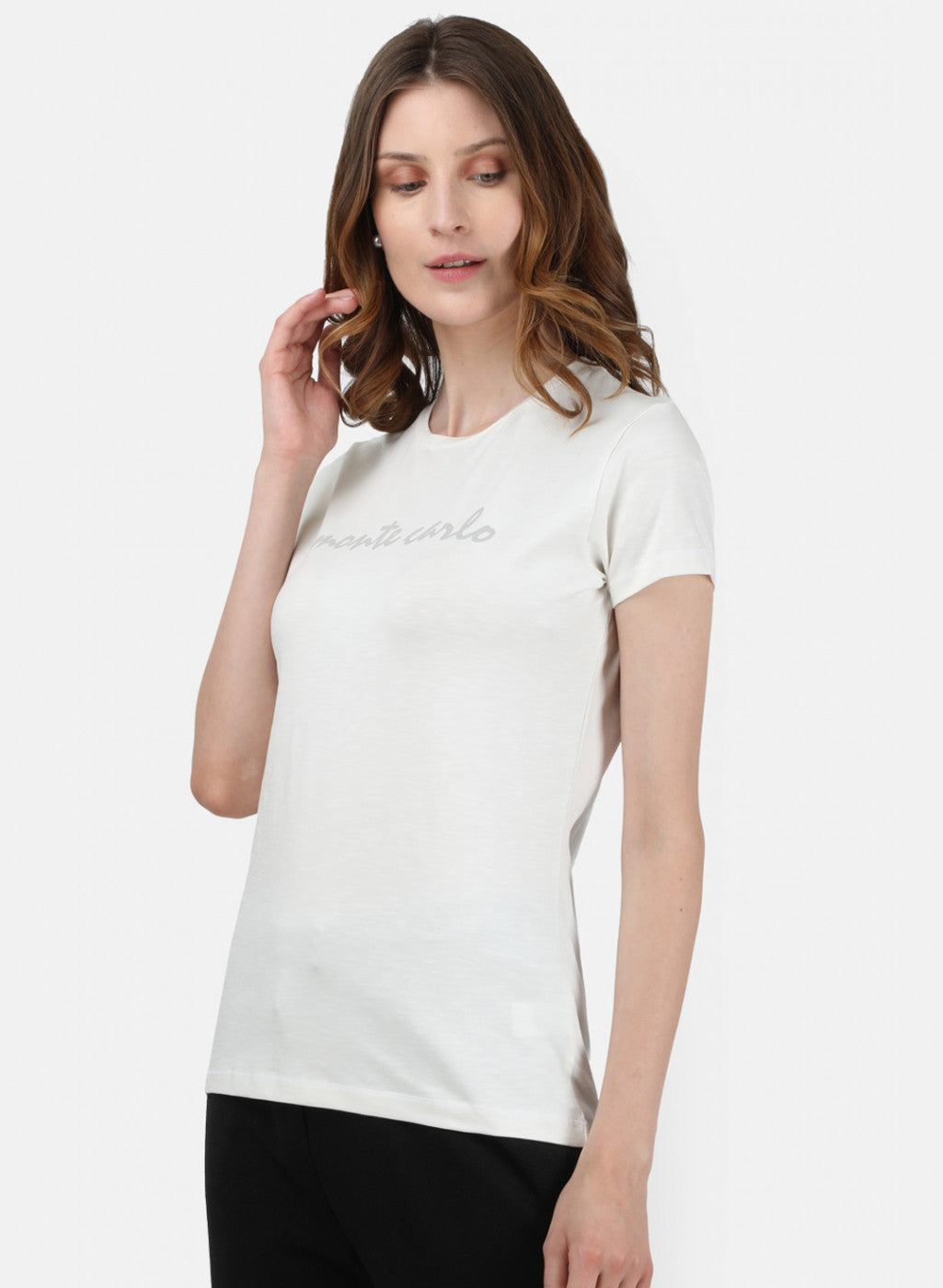 Womens Off White Printed Top