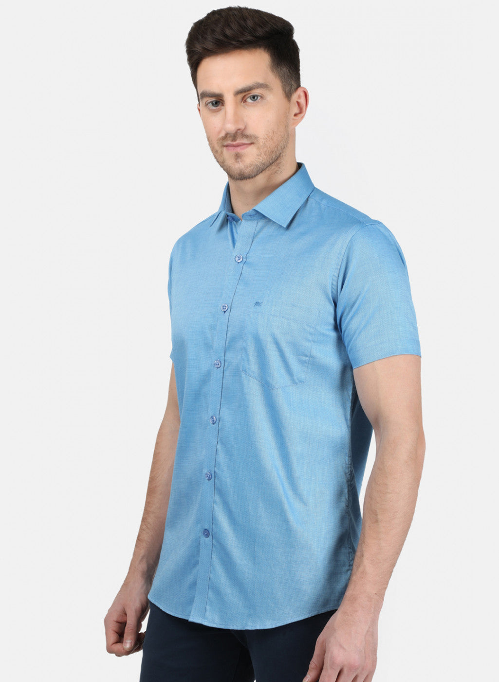 Mens Blue Printed Shirt