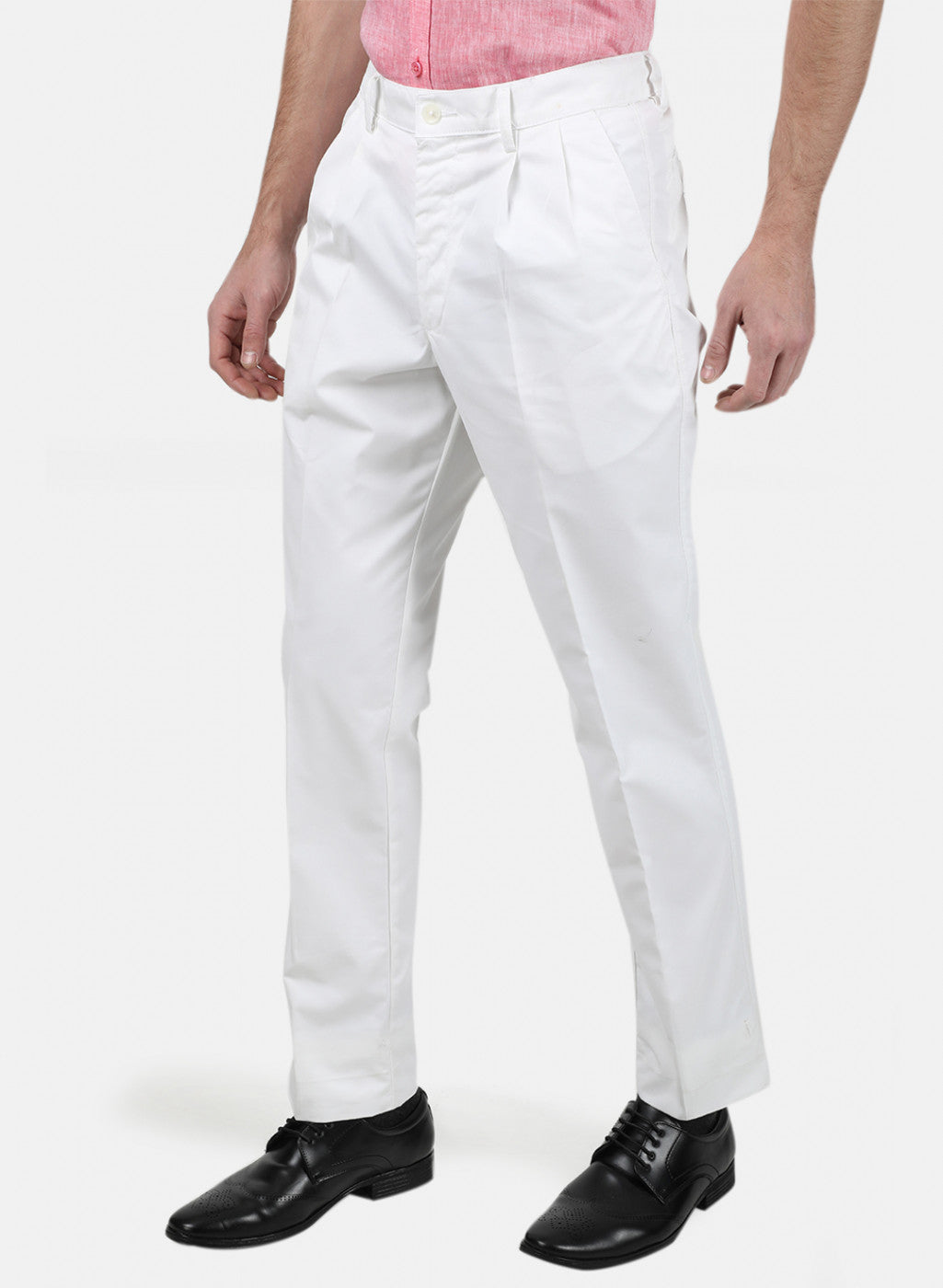 Mens White Regular Trouser
