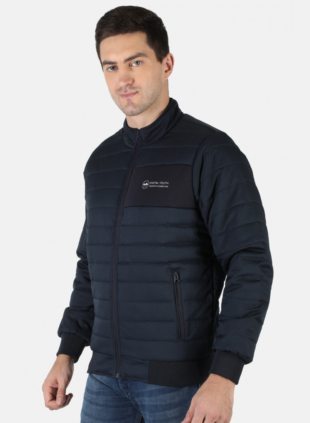 Men NAvy Blue Solid Jacket