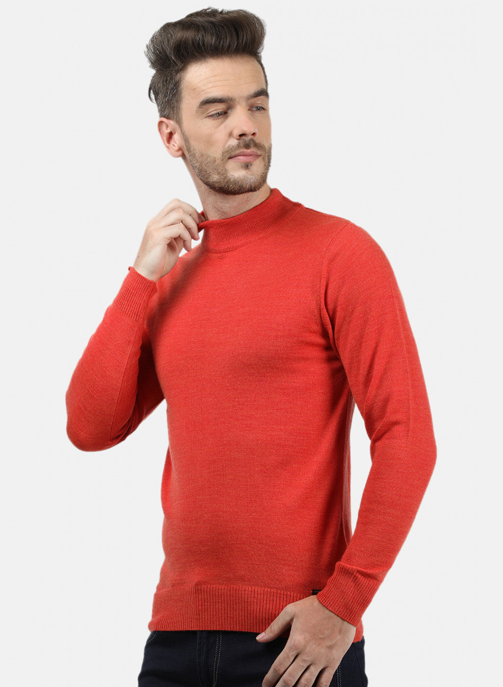 Men Orange Solid Pullover